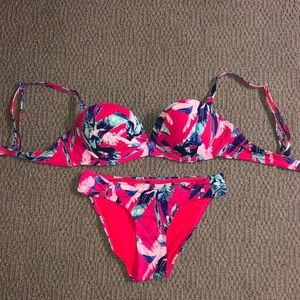 Pink flower bathing suit